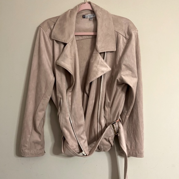 Jackets & Blazers - JLO suede blazer jacket with gold colored zippers